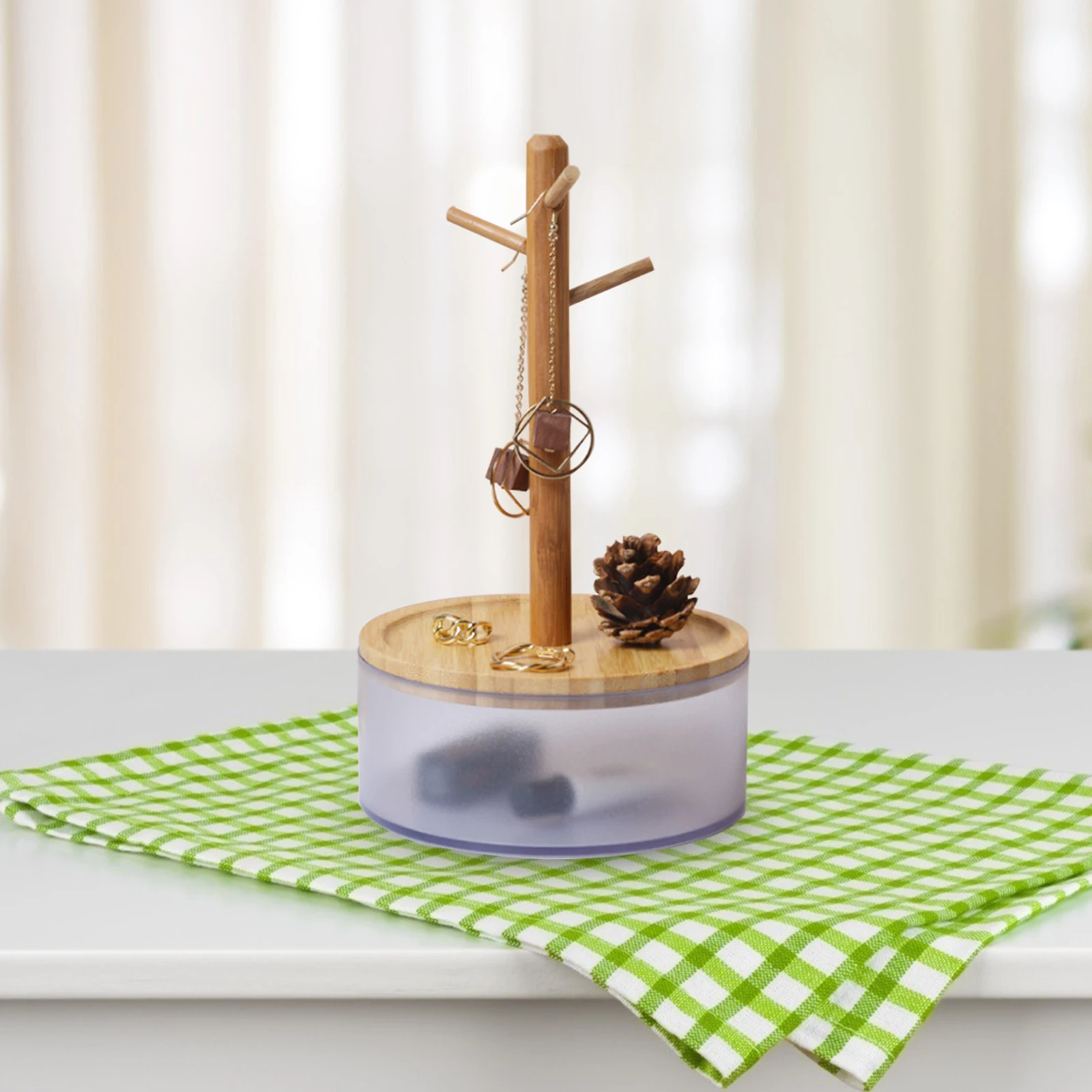 Bracciale St Porta gioielli Portaoggetti da tavolo Espositore per orecchini Scaffale rettangolare Ganizer Materiale in bambù Facile da pulire Alta