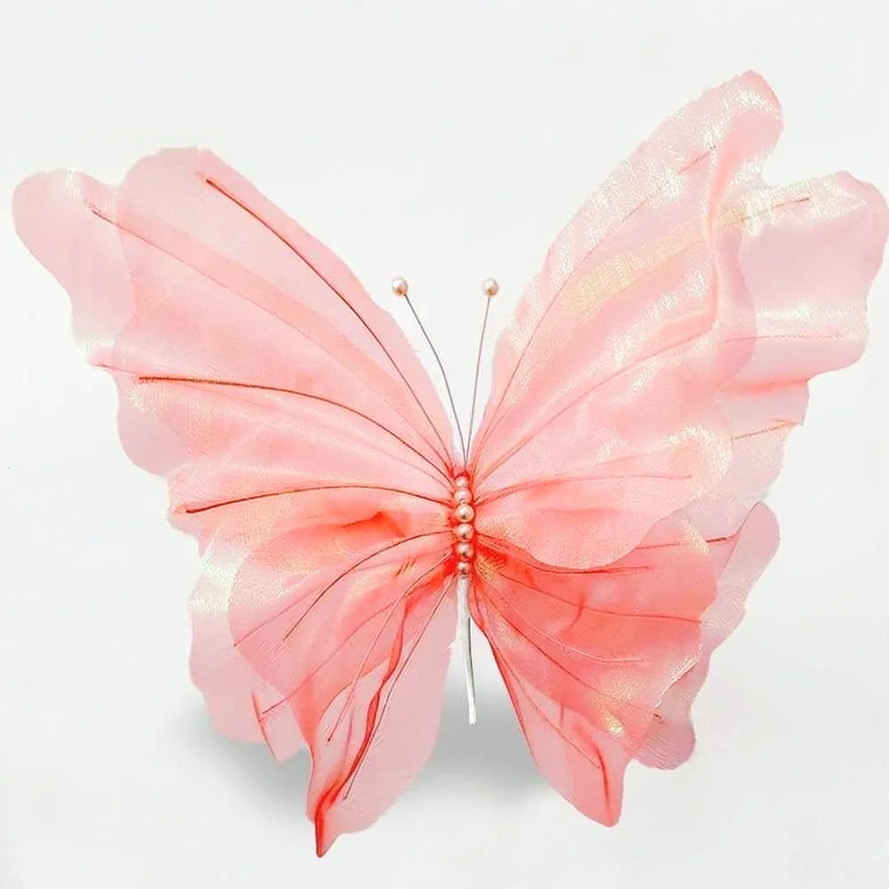 Stunning Iridescent Mesh Butterfly Wedding Floral Decoration Realistic Hanging Ornament For Bridal Party Photo Backdrop