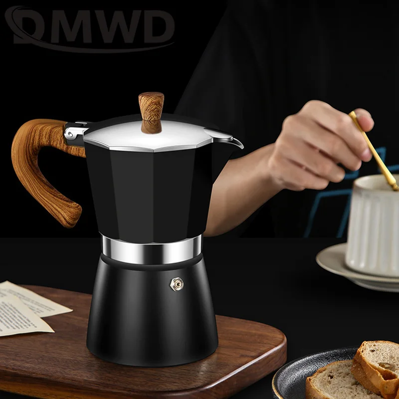 DMWD-Machine à Expresso Vintage avec Manche en Bois, Cafetière Moka, 300ml, Four Électrique, Classique poumons, 73 Outils