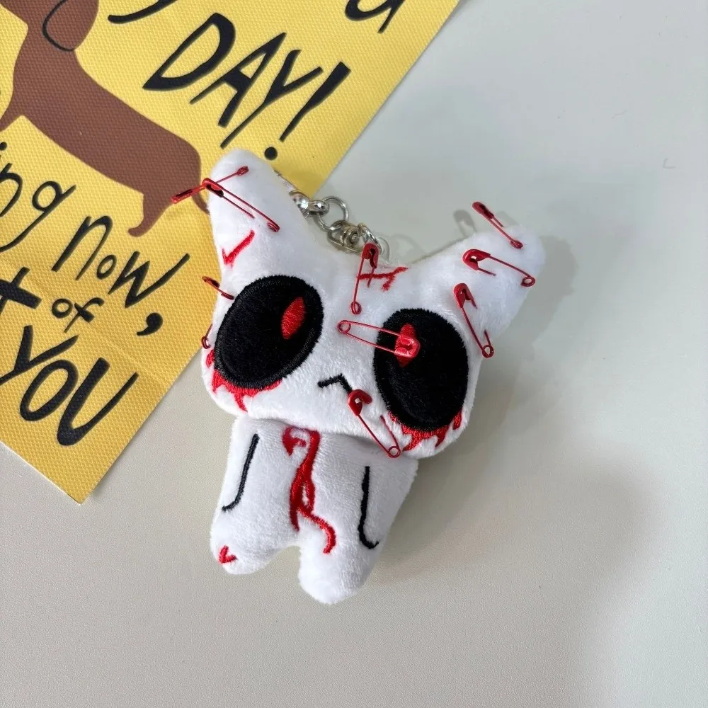 Fashion Creepy Bloody Ghost Plush Keychain Black White Creative Scary Accessories Unisex Dark Mini Halloween Bag Pendant Cosplay