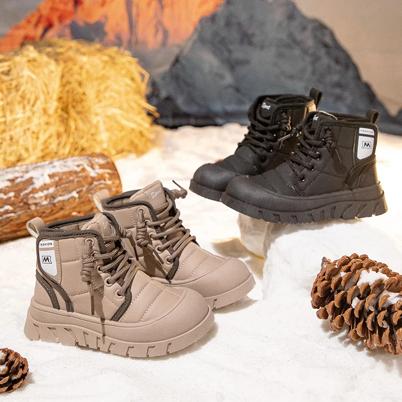 

Thickened anti-slip snow boots for children, warm cotton boots for boys and girls, and kids snow cotton shoes