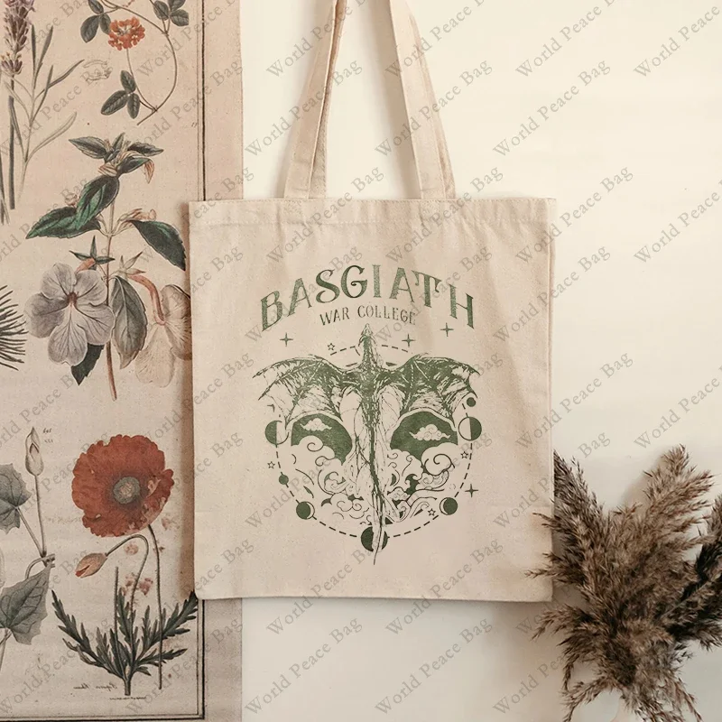 1 Pc Basgiath War College Dragon Riders Pattern Tote Bag borsa a tracolla in tela per il pendolarismo quotidiano borsa per la spesa riutilizzabile