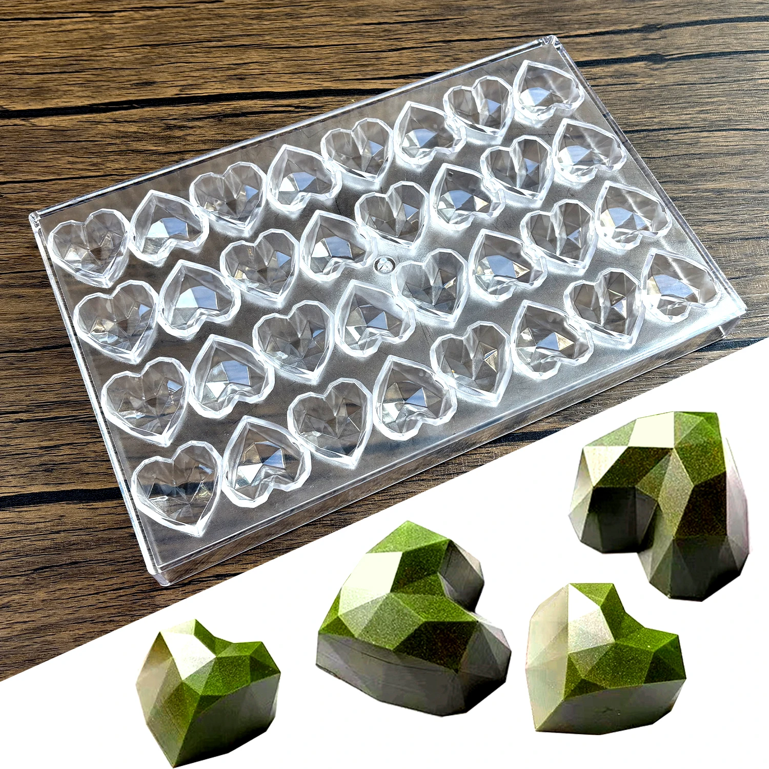 Diamond Heart PC Chocolate Mold, Beginner Candy Mould for Mother's Day Proposal Pastry Making