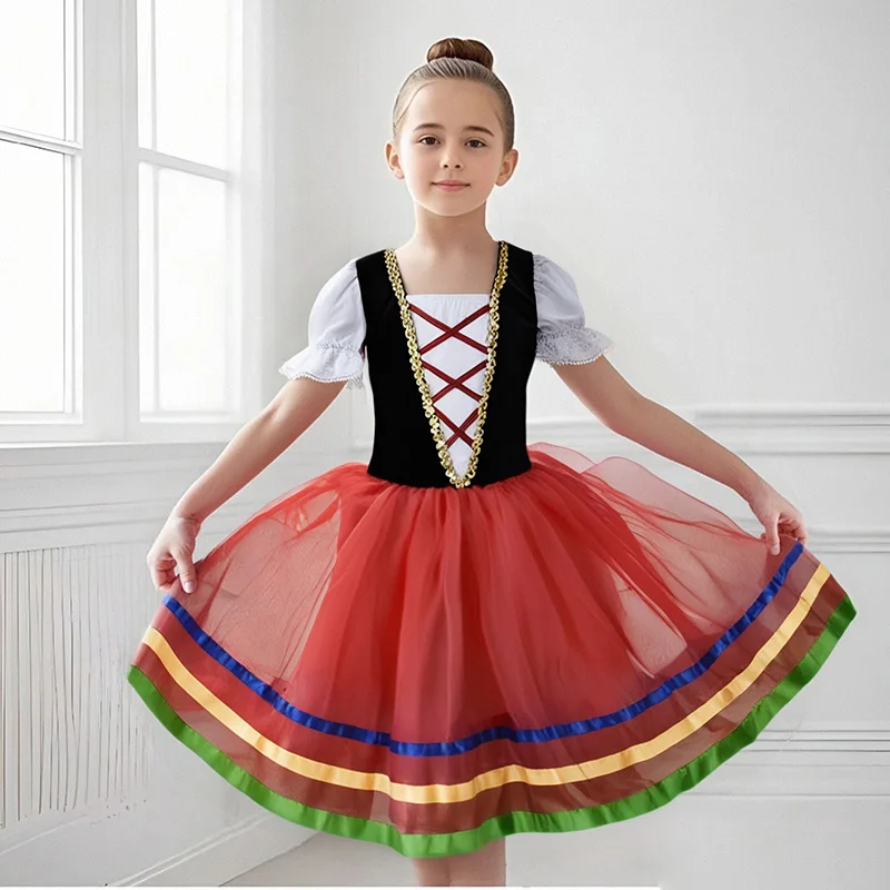 赤い女の子バレエチュチュドレス女性白シフォンバレエダンスプロフェッショナルカルメンドレス大人モダンバレエダンスドレス女の子用