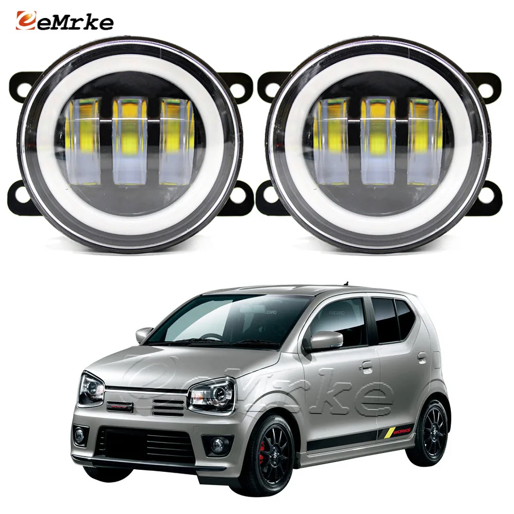 

LED Fog Lights Lens 12V 30W For Suzuki Alto Turbo RS Alto Works 2015~2020 Yellow Signal Light White Angel Eye Car DRL DayLight