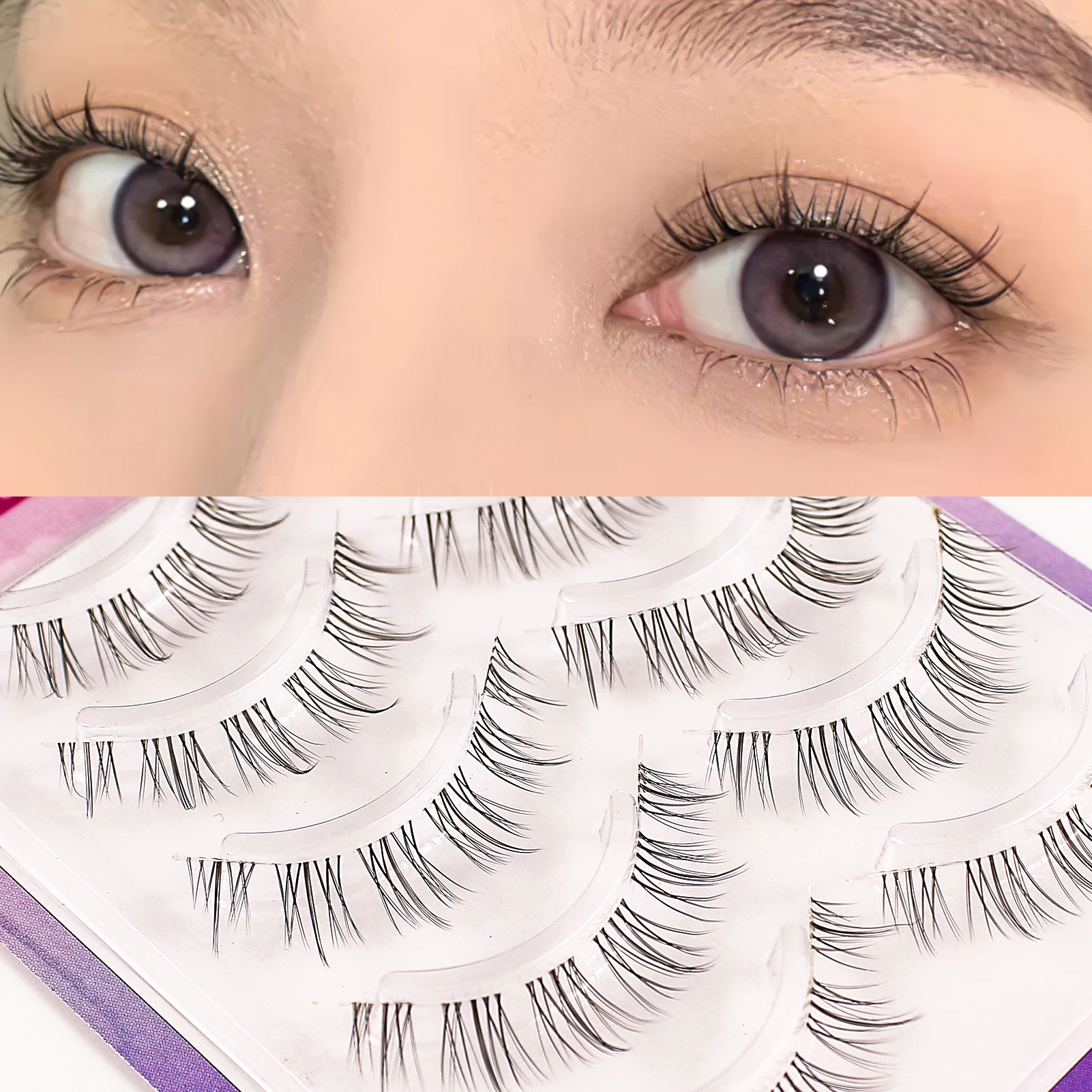 Daily Student Simulation False Eyelashes Soft Non Irritation Fluffy Eyes Lashes for Daily Working or Stage Makeup