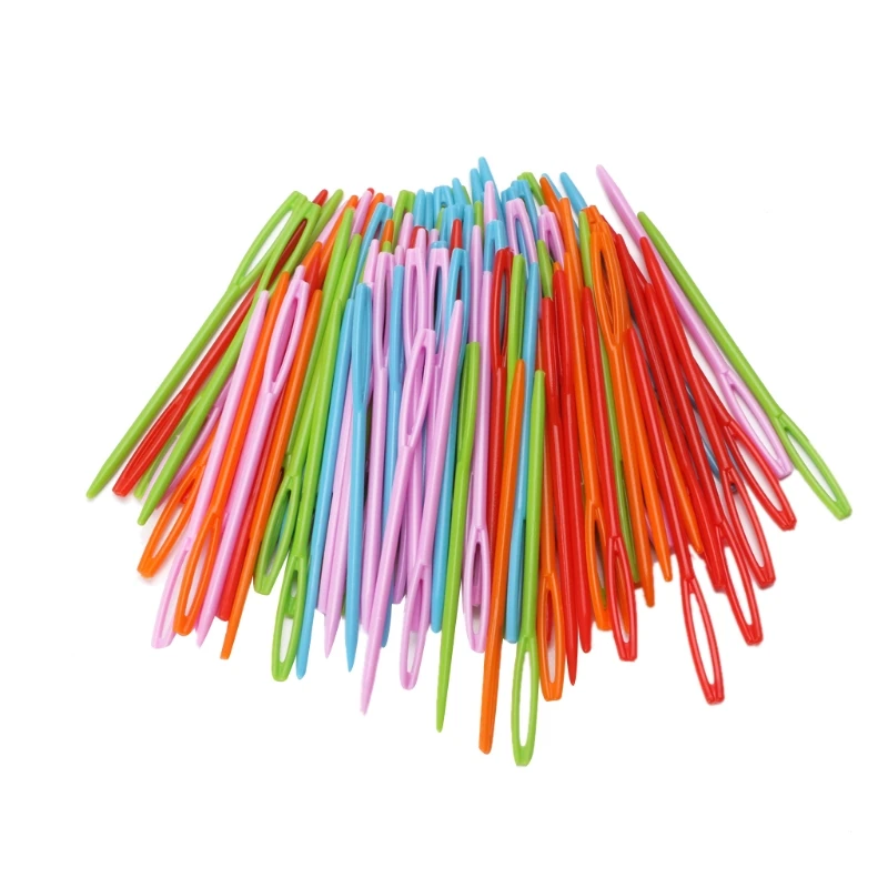 100Pcs Children Colorful Plastic 7cm Needles Tapestry Binca Sewing Wool Yarn DIY New