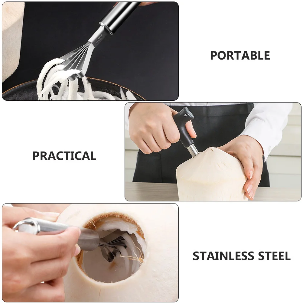 

1Set Coconuts Opening Supplies Stainless Steel Multifunctional Portable Kitchen Gadget for Home Fruit Scales Coconuts Opener