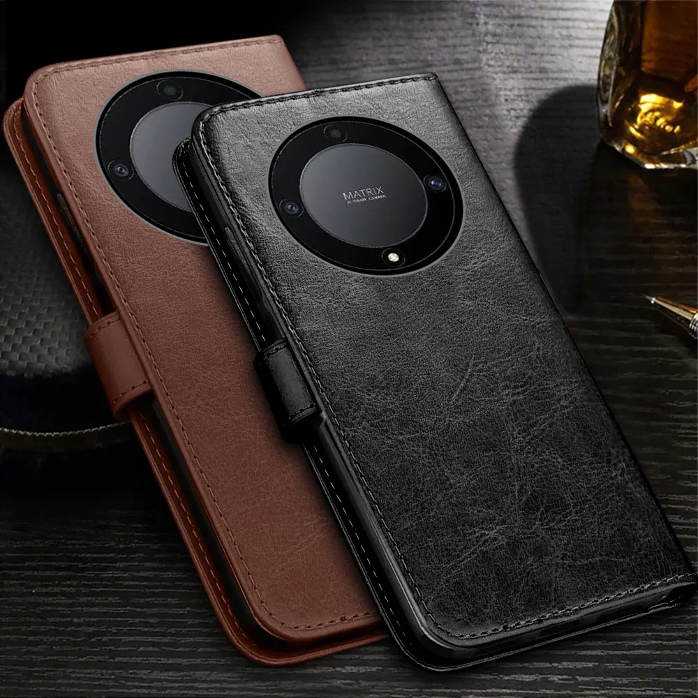 For Honor Magic5 Lite Case Leather Magnetic Flip Stand Cover Xonor Magic 5 Light 5Lite 5G 2023 Shockproof Card Wallet Book Coque