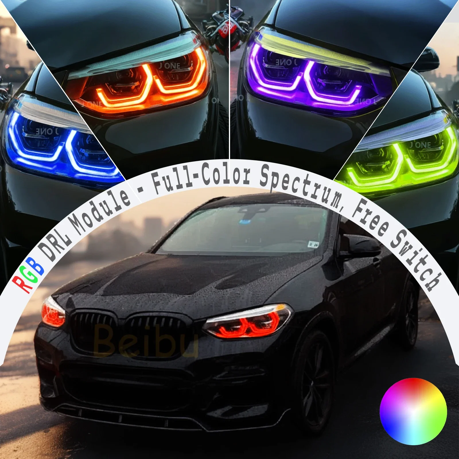 For BMW X3 X3M X4 X4M 2018-2021 G01 G02 F97 F98: RGB DRL Module, Full Spectrum DRL with Phone App Control & Customizable Modes