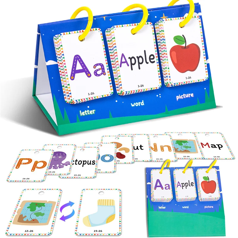 Early Education Letter Card Flash Cards Bedtime Alphabet English Children Toy Cognitive Flashcards for Kids Paper Learning Toys