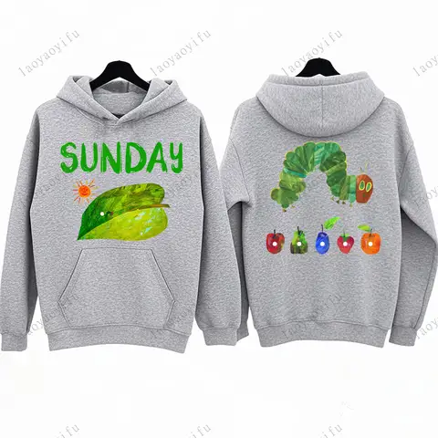 Hungrig larv tryckt huvtröja Den väldigt hungriga larven Estetiska kläder höst och vinter Håll varm tröja 6 best sales larvmän - №5