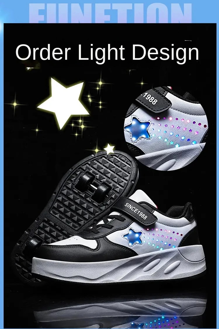 Roller Skate Shoes Kids Fashion Casual Sport 4 Wheels Sneakers Boys Girls Outdoor Games Toys Gift Lighted Children Boots