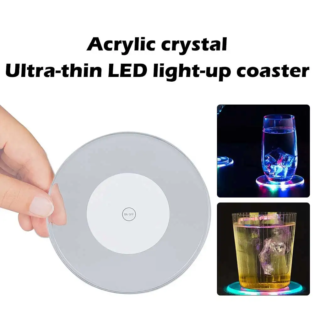 Ultra-thin LED Coaster Cup Holder Mug Stand Light Bar Mat Table Placemat Party Drink Creative Backlight Pad Home Decor Kitchen