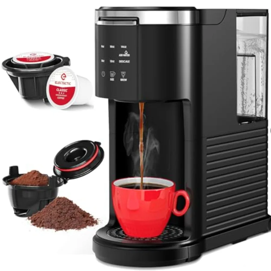 

Кофемашина для порционного заваривания (K-Cup) и молотого кофе, 40 унций, со съемным резервуаром для воды, 5 размеров заварки (от 6 до 14 унций), самоочистка, быстрый нагрев