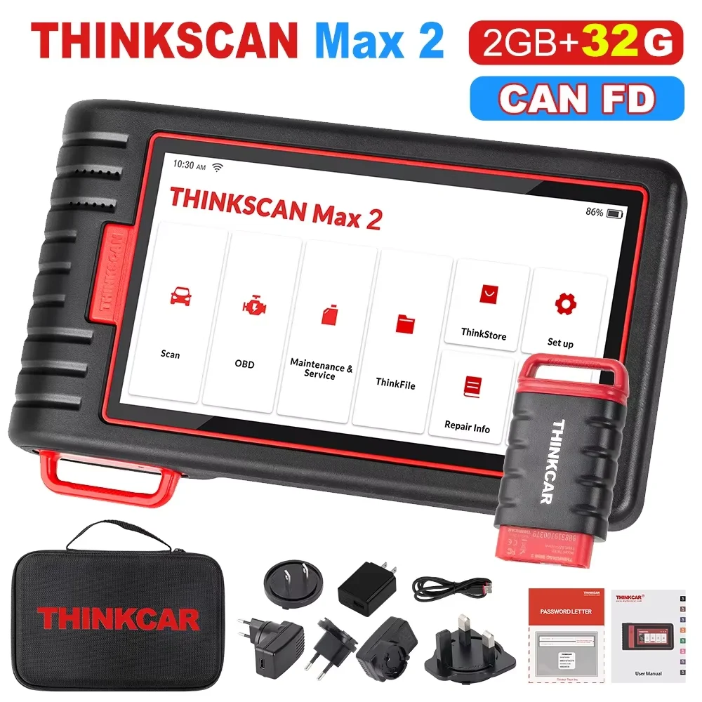 Lebenslange kostenlose Updates THINKCAR Thinkscan Max 2 OBD2 Scanner Auto-Diagnosegerät CAN FD FCA AutoAuth Alle Systeme 28 Reset-Funktionen PK S6 Elite K7 CRP909E