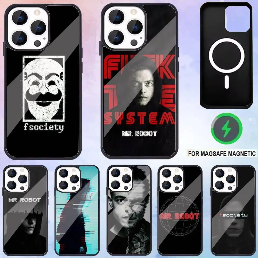 

Mr R-Robot F-Fsociety Phone Case For iPhone17,16,15,14,13,12,11 Plus,Pro Max Magnetic Magsafe Wireless Charging