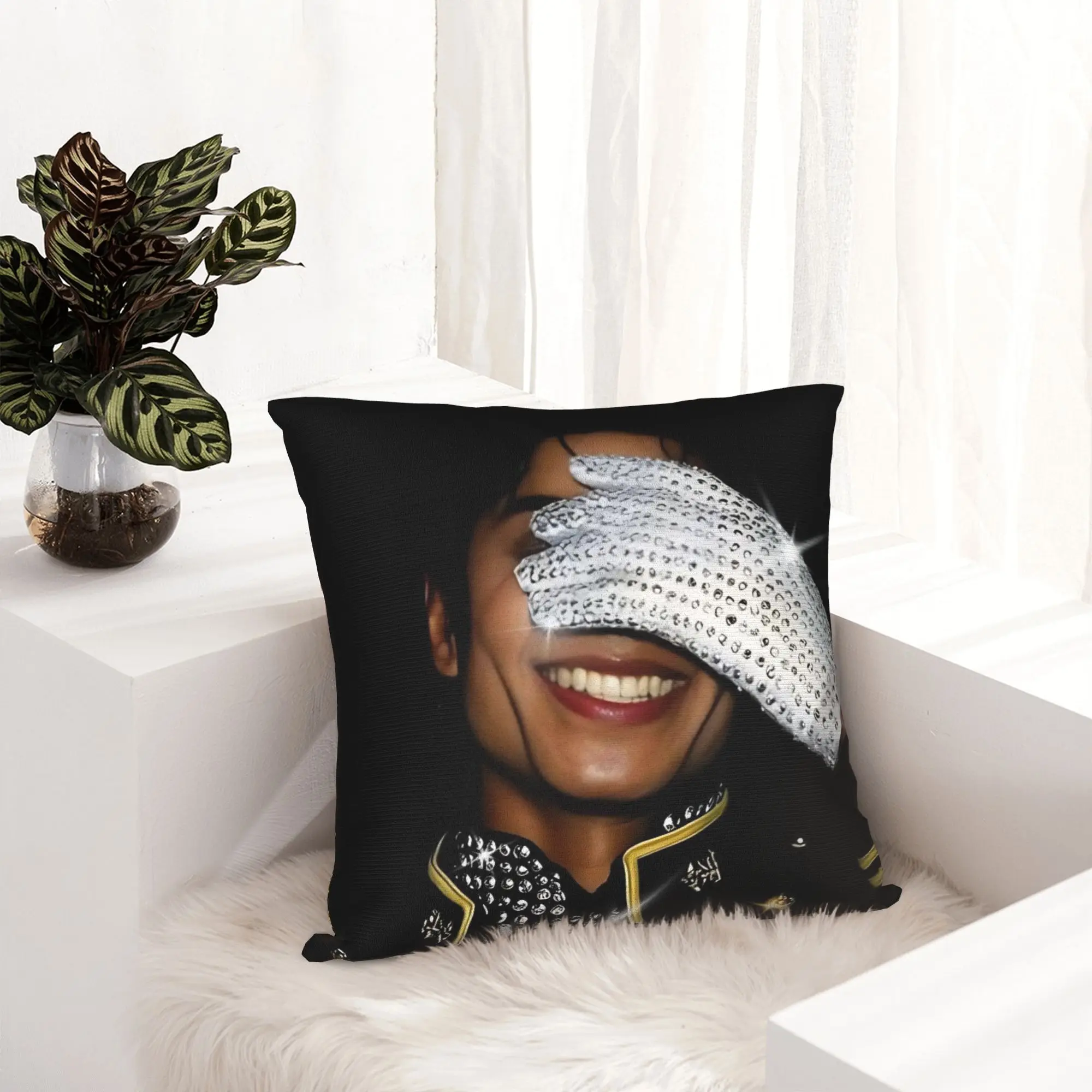 MJ Michaels Jacksons Pillowcase Double-sided Printing Fabric Cushion Cover Decorations  Pillow Case Cover Bed Square 40X40cm