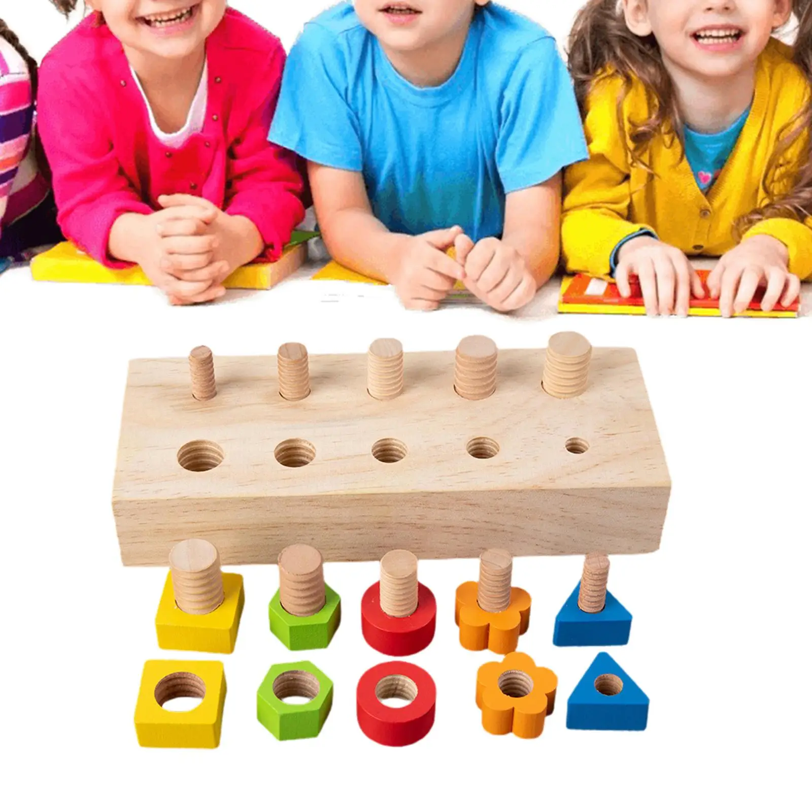 

Montessori Wood Nuts and Bolts Board Toy , Developing Brain Power for Toddler