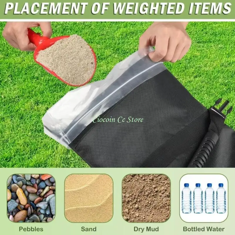 X90F 2Pcs Portable Fillable Sand Bags Oxford Cloth Weight Bag Weatherproof for Furniture Umbrella Base Improved Support