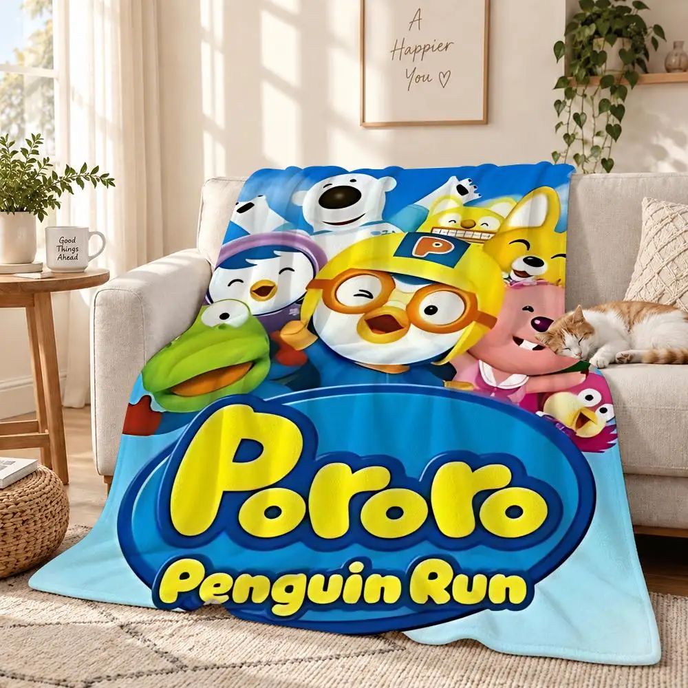 Pororo the Little Penguin Throw 240g Lightweight Flannel Blanket, Soft Skin Throw Blanket for Sofa Bedroom
