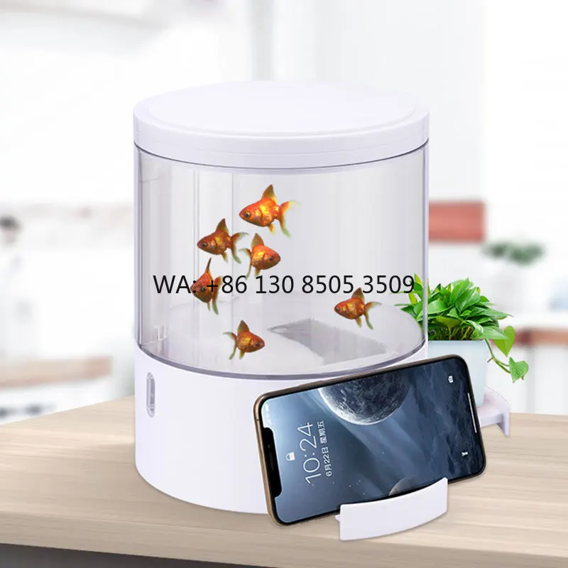 

360 Degree Desktop Aquarium Fish Tank Plastic Cylinder with 7 Color LED Light and Filter Pump for Betta Fish and Golden Fish