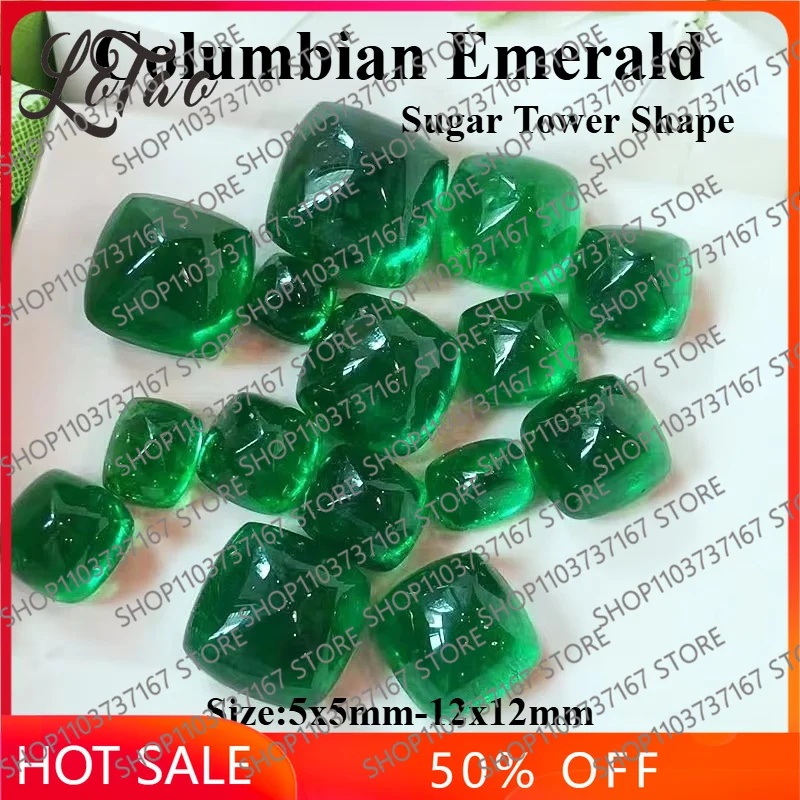 Lab Grown Columbian Emeralds Sugar Tower Shape Hydrothermal Hand Cut Gemstone for DIY Jewelry Making Selectable Certificate