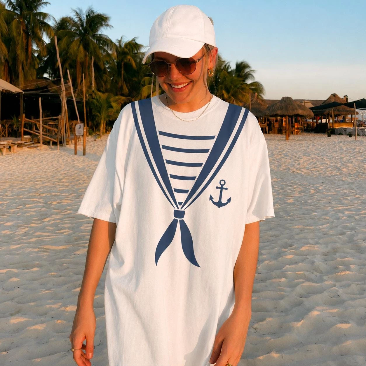 Vintage Nautical Sailor T-Shirt, Sea Costume Shirt, Summer Shirt, Cruise Vacation Outfit, Coastal Beach Vacation Tee