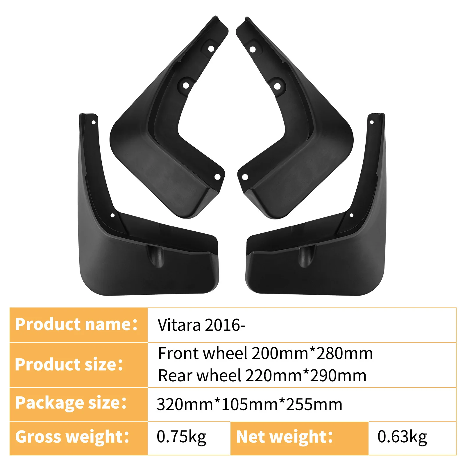 Anti-splash Car Mudflaps Mud Flaps Splash Guards with Screw For Suzuki Vitara Edcudo 2016-2024 Mudguards Flap Fender Accessories