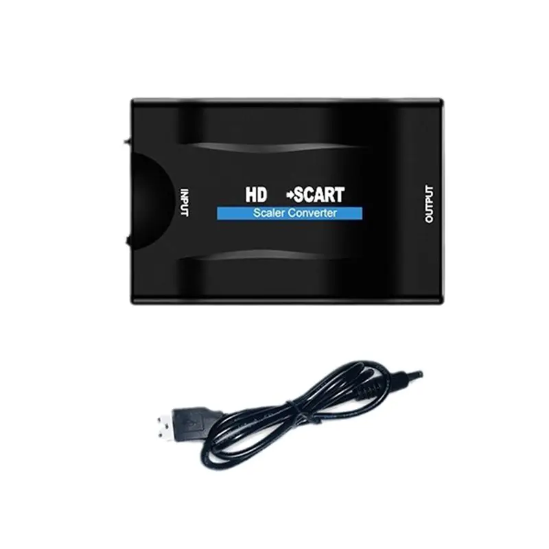 [NEW A09R!】 To SCART Video Audio Converter With Power Adapter For HDTV Box DVD Television TV Signal 1080P Compatibility