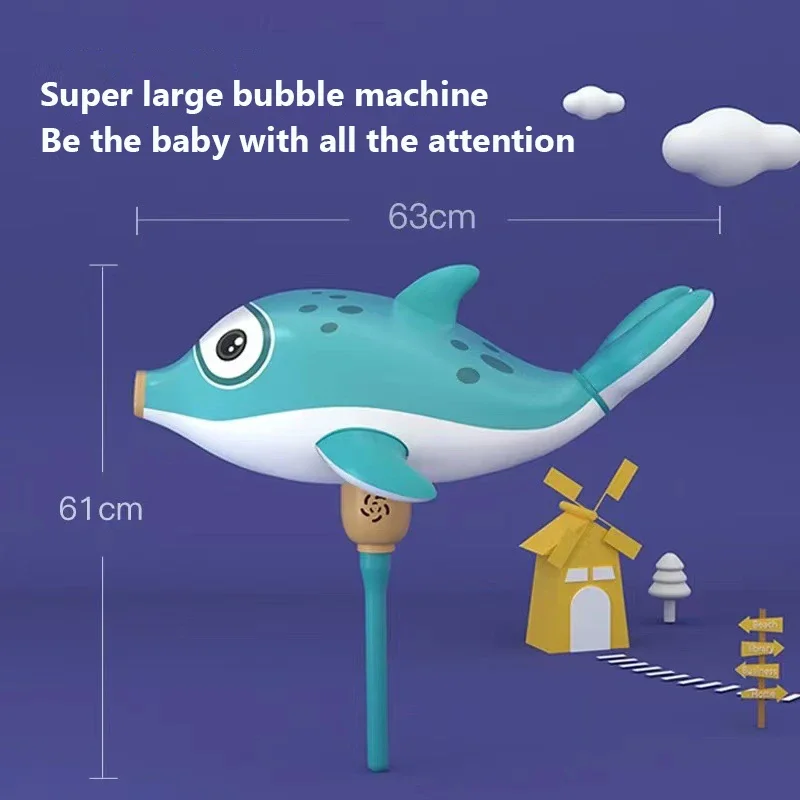 

Electric Balloon Dolphin Bubble Machine LED Inflatable Handheld Kids Toy Non Leaking Bubble Gun Blowing Soap Maker Outdoor Game