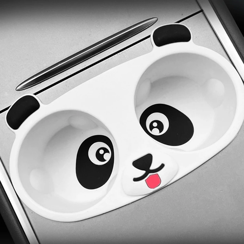 Z0C-hFor Tesla Model 3 Cup Holder Central Control Drinks Holder for Model Y 2023 Panda Pattern Water Cup
