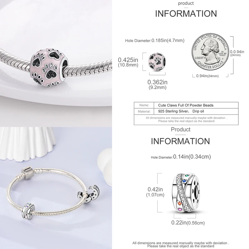 925 Sterling Silber Spacer Charm Perlen Schmetterling Blumen Stern Mond Bunt Lila DIY Armband Halskette Schmuck Geschenk für Frauen – Detail 23