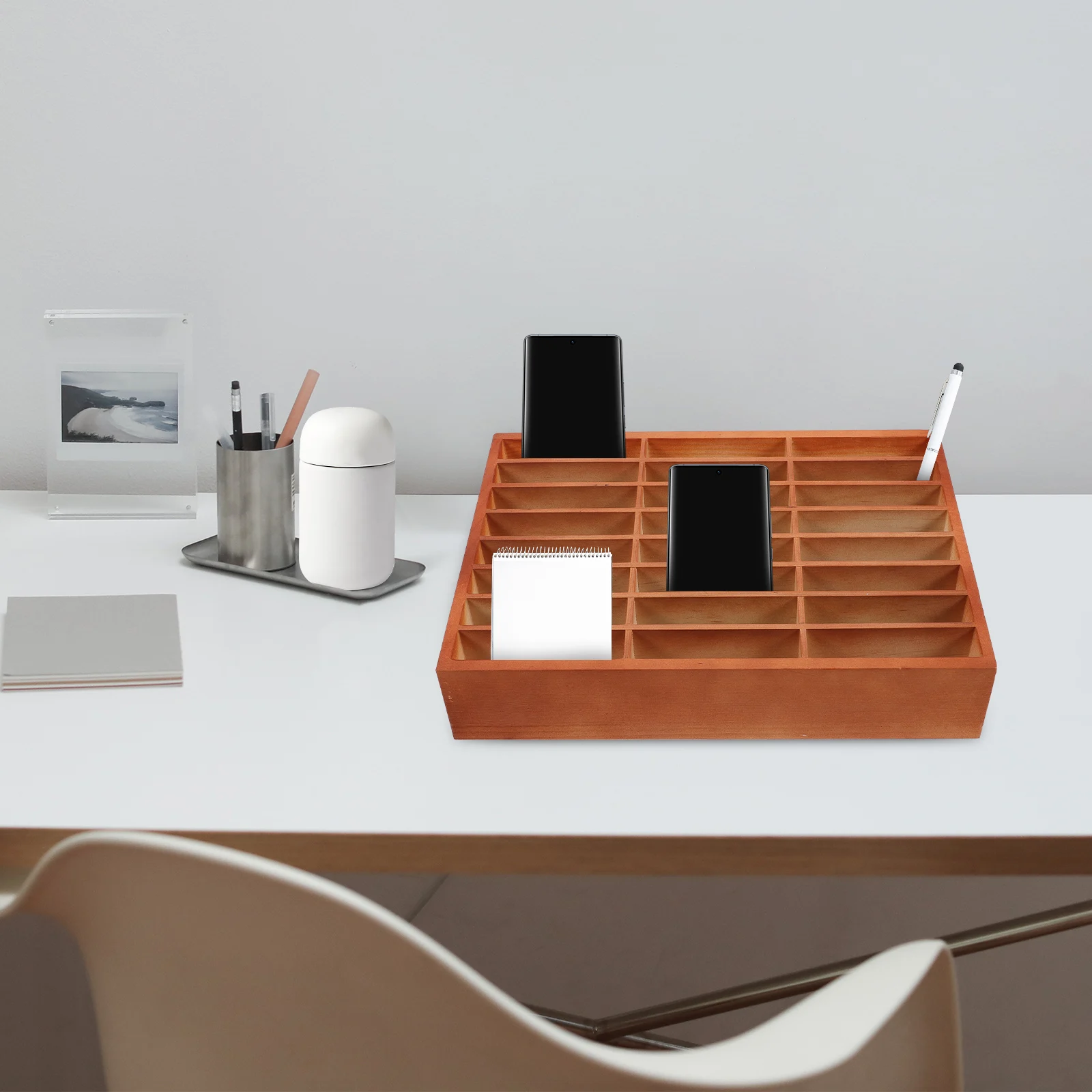 

Wooden Box Mobile Phone Cell Phone Holder Classroom Management ganizer for Desk Office Supplies Container Teacher Classroom