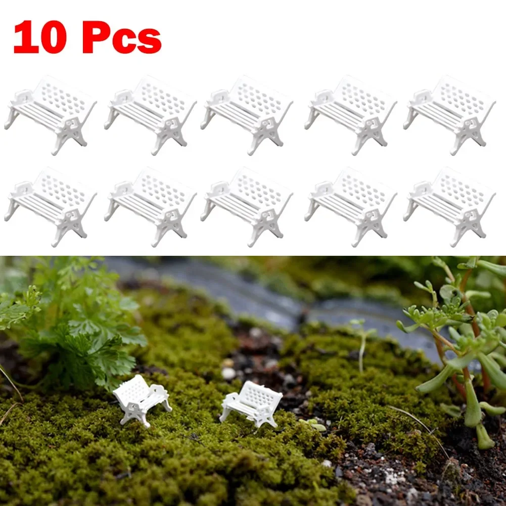 10pcs Garden Decor Dollhouse Ornament Scene Model Micro Landscapes Mini Bench Park Chair Figurines Miniature Stools Table 1:87