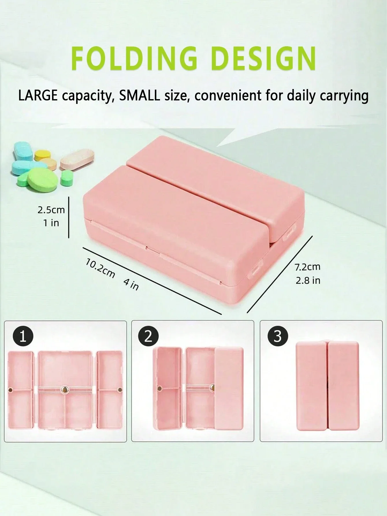 Moisture-Proof Portable Pill Box Organizer for Travel - Reusable Case for Men and Women - Daily Medicine Planner - Vitamin Holde