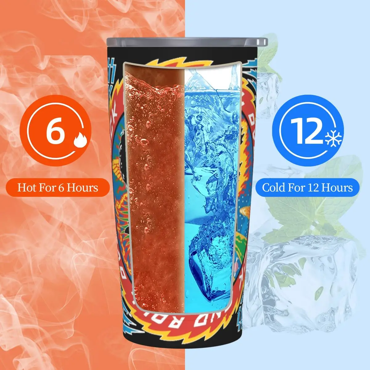 Rock Band Kiss Tumbler With Lid and Straw Stainless Steel Cup Mugs Double Wall Vacuum Insulated for Cold and Hot 20oz