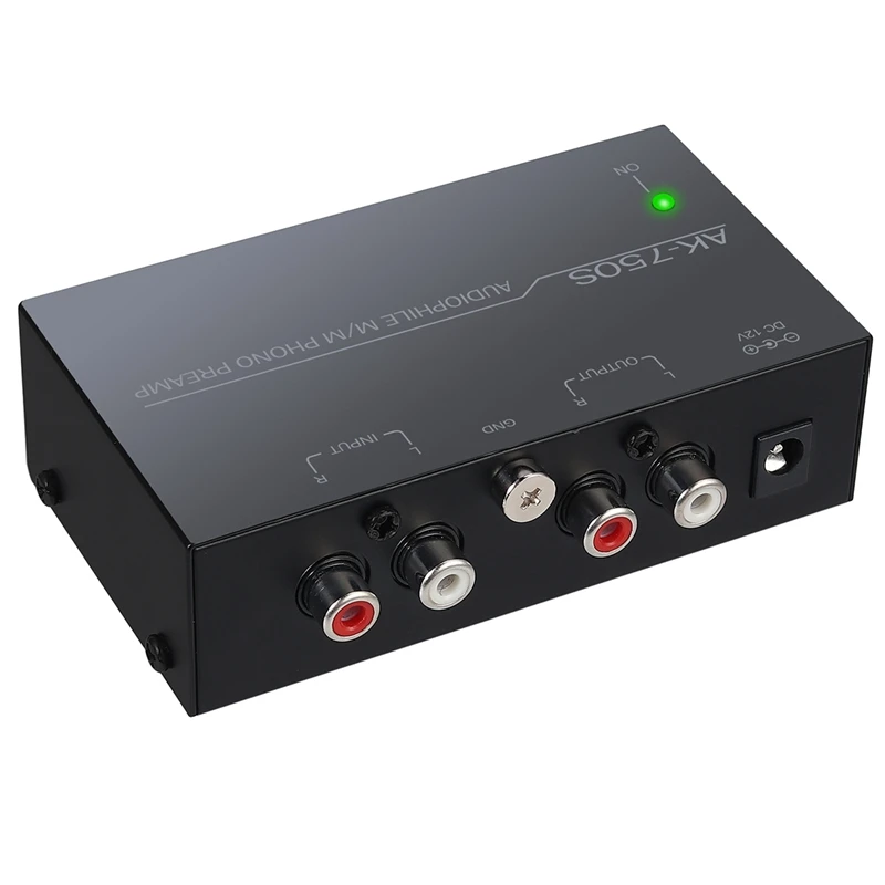 

Phono Preamplifier Converter Audiophile M/M Phono Preamp Preamplifier with Level Control 2 RCA Input & Output(EU Plug)