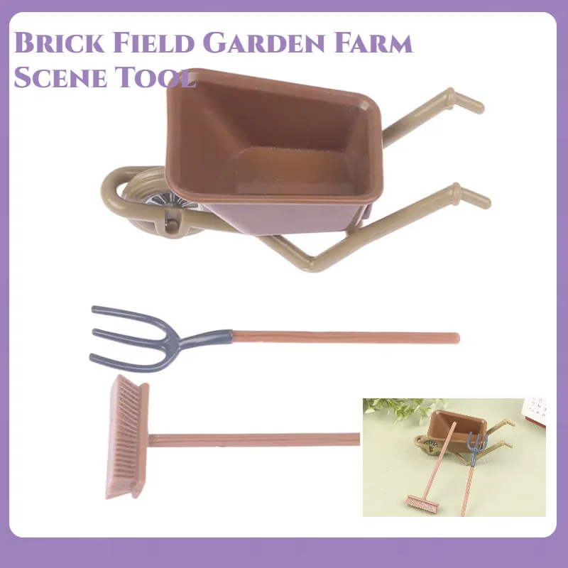 1:12 Miniature Brick Field Garden Farm Scene Tool Set DIY Handmade Doll House Construction Cart Tool Ornament Children's Toys