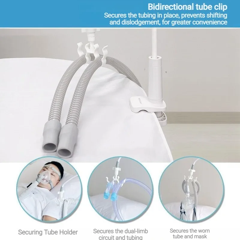 Alloy Ventilator Circuit Support Portable Rotatable Stable Durable Double-Clamp Ventilator Tube Holder Rehabilitation Supplies