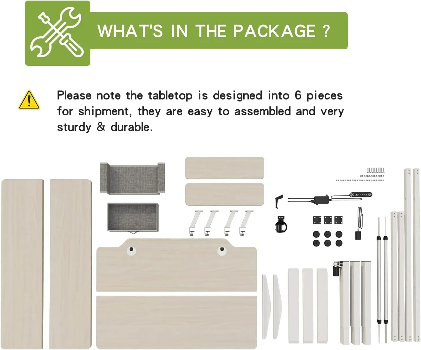 63-Inch Large Electric Height Adjustable Computer L-Shaped Desk，Corner Standing Desk Modern Workstation(White Frame + Oak Top)