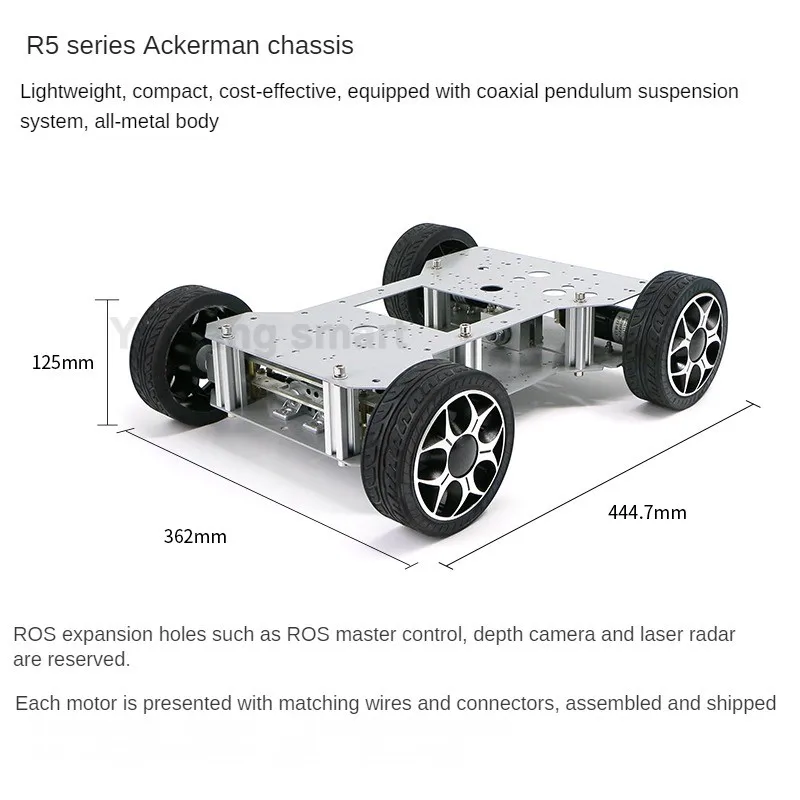 Big Ackerman Chassis 4WD Drive Robot Car, veículo não tripulado, alta precisão GMR Encoder Motor, RC Tanque Programável, Kit DIY