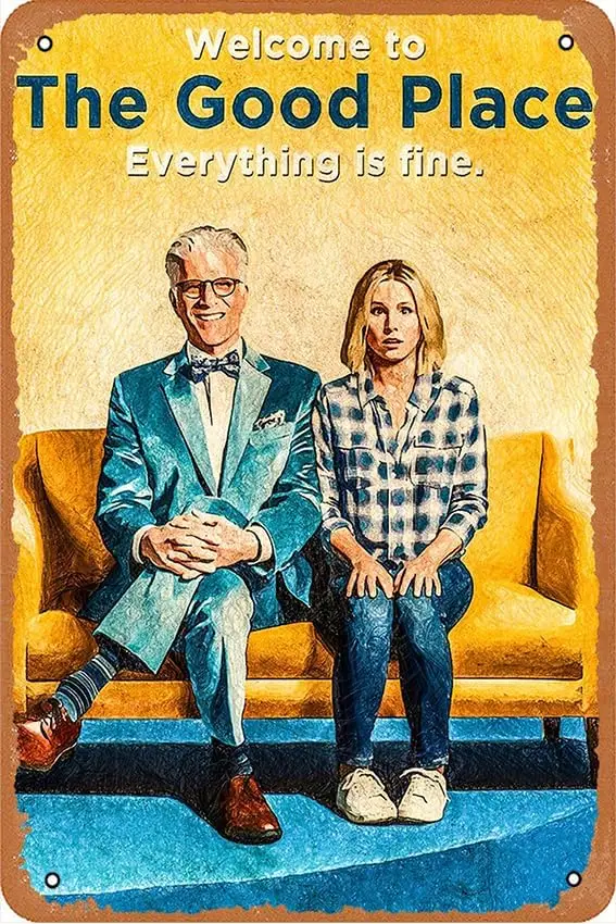 The Good Place TV Show Poster Vintage Metal Tin Sign,Wall Decor For Bars,Coffee Bar Decor,Home Wall Decor 12X8 Inch