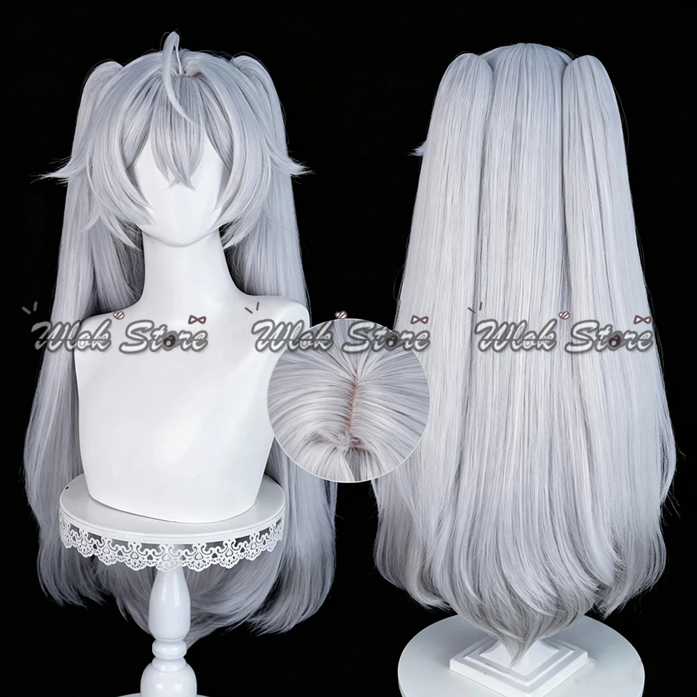 Zenless Zone Zero Dracaene Sunbringer Cosplay Wig Headwear Earrings Set ZZZ Lindverne Silver Long Hair Horns For Halloween Party