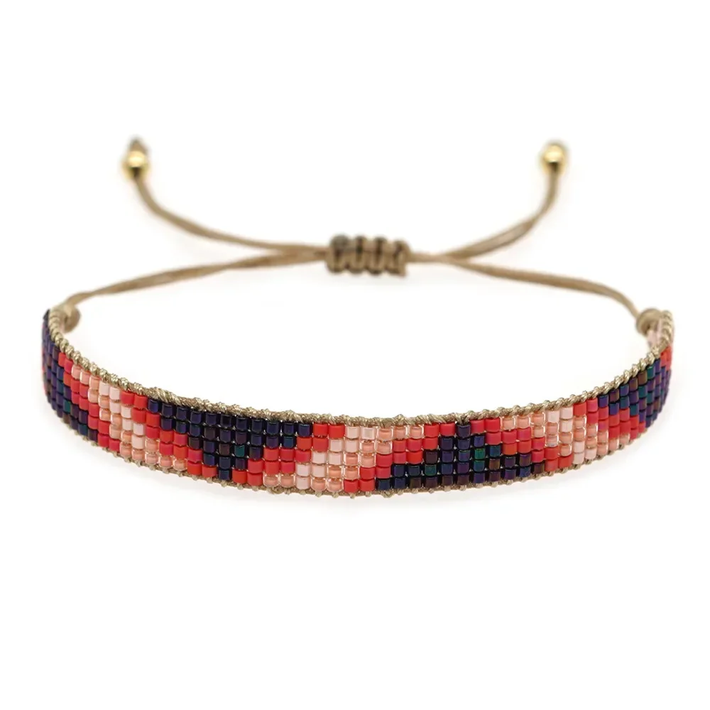 

Beaded bracelet Heart Devil's eye Irregularity Female Bohemia Design Gradient color Hand knitting Adjustable Rice bead bracelet