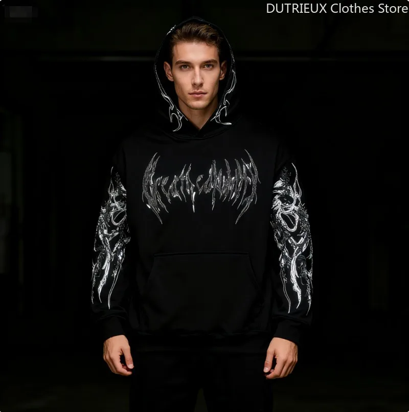 المتضخم فضفاض مريح البلوز قميص الشتاء الخريف معزول الرجال هوديي أنيق عصري الشارع كيب قميص رياضي #2