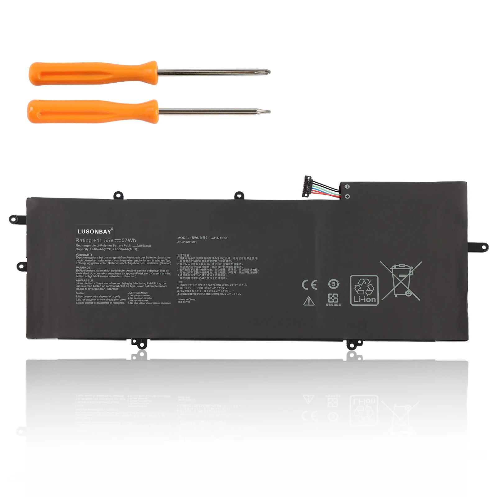 

LUNSONBAY 57WH C31N1538 Laptop Battery For ASUS ZenBook Q324UA UX360UA UX360UA-C4010T UX360UAK Series C31Pq9H 0B200-02080000