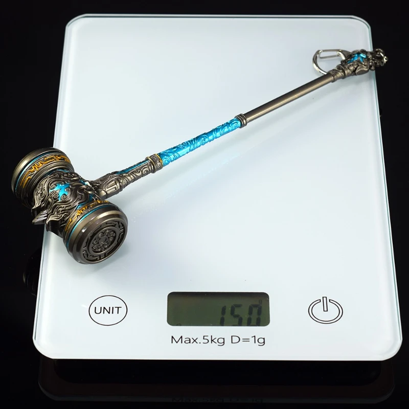 Naraka:Bladepoint Hao Tian marteau, 21cm/8.26 pièces de jeu, arme de liaison Douluo, modèle d'accessoires, artisanat en métal, ornements, jouets cadeaux