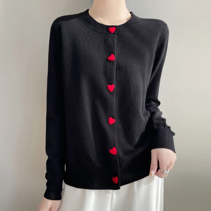 2025 Autumn/Winter Knitted Women's Cardigan Fashion Women's Cashmere Cardigan Colorful Button Long Sleeve Cardigan Coat Top 3