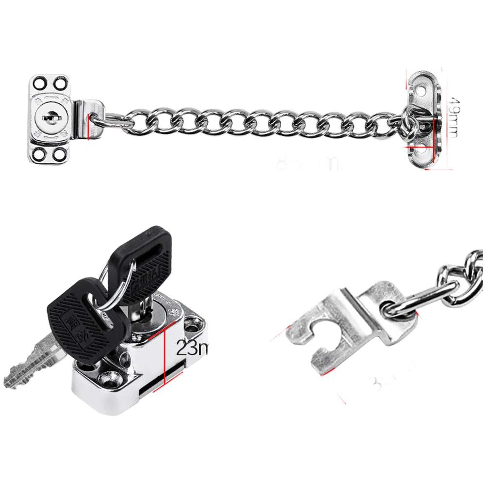 Chain Lock for Casement For windows Made of Stainless Steel with Key Lock to Restrict Opening and Prevent Unauthorized